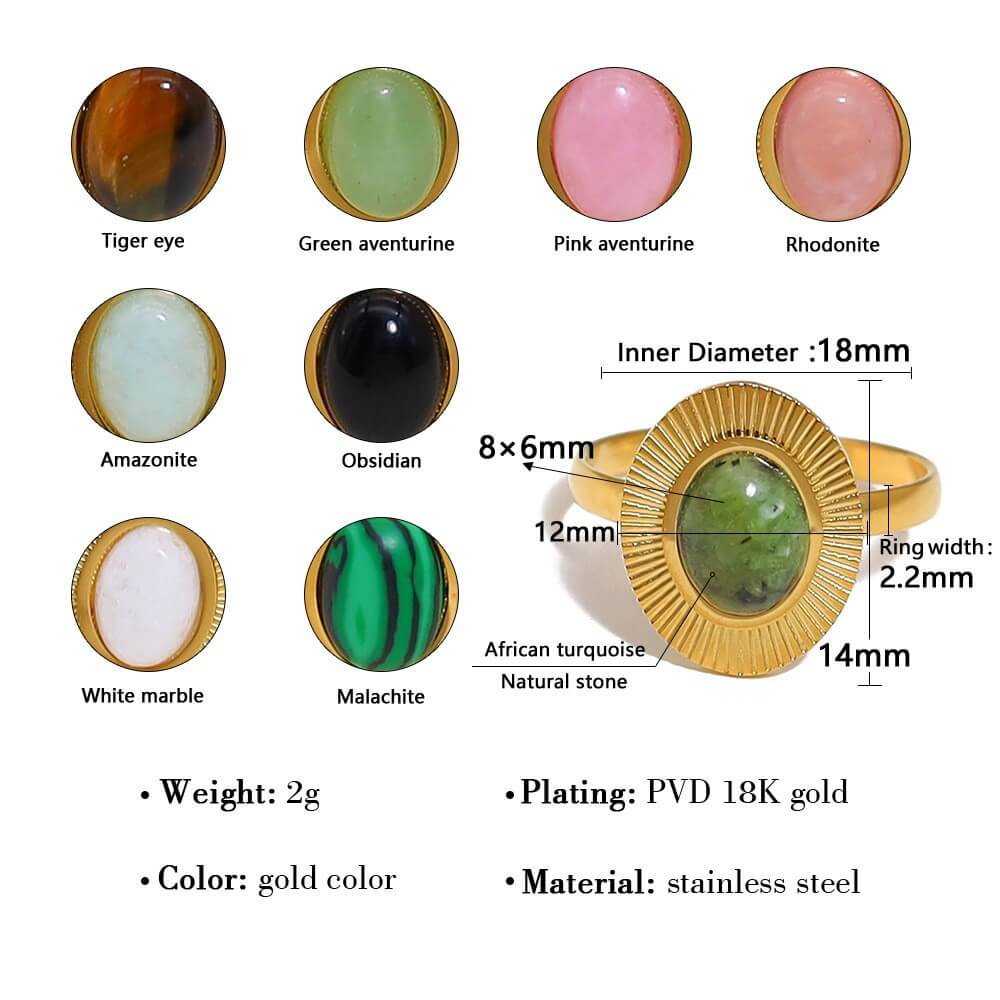 Vintage Sunburst Natural Gemstone Open Ring