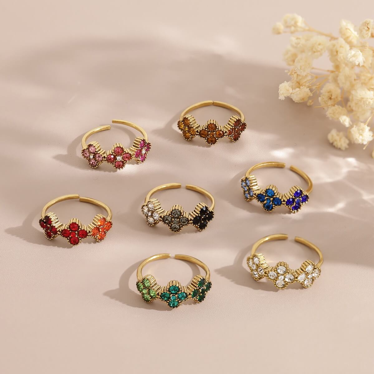 Clover Zircon Stainless Steel Ring