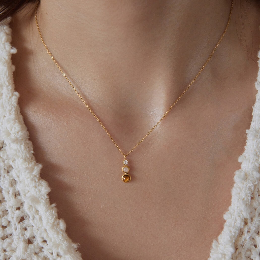 Natural Stone Stainless Steel Necklaces