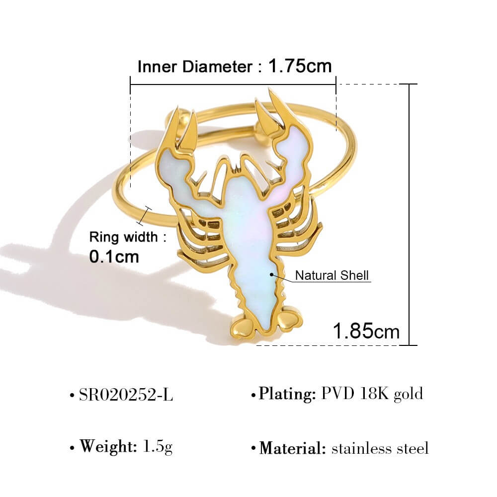 Coastal Beach Shell Charm Open Ring
