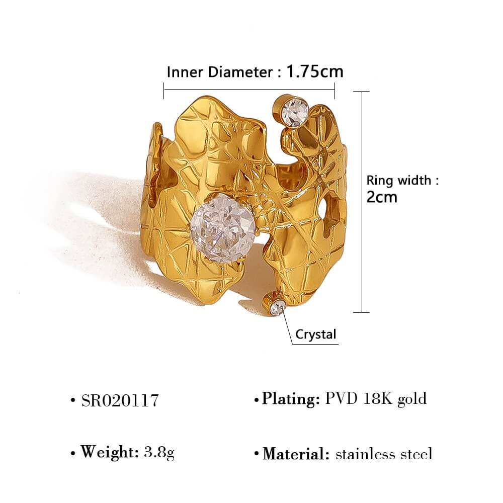 Textured Lattice Crystal Solitaire Ring
