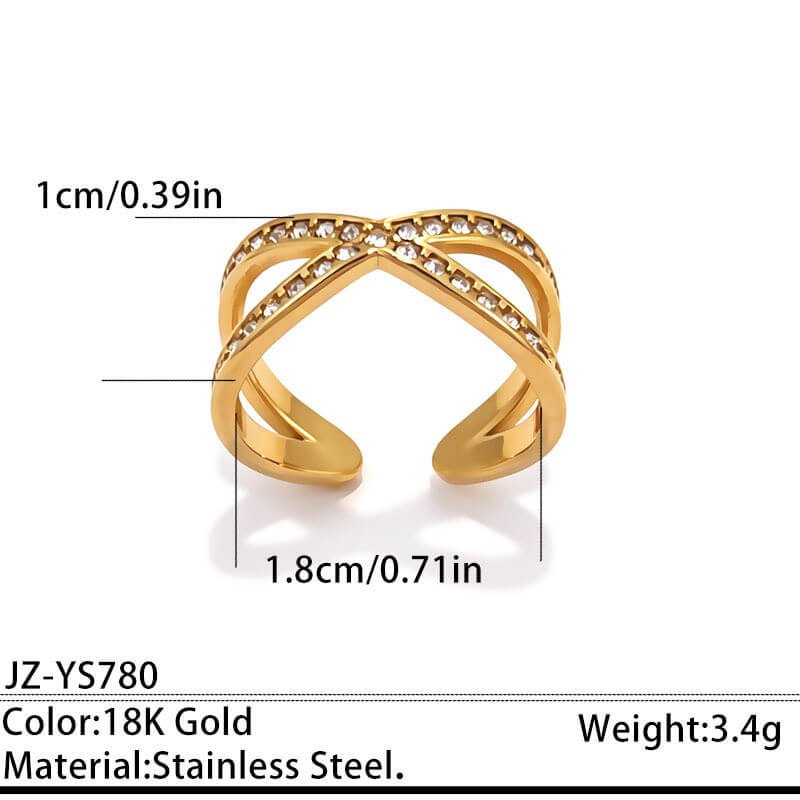 18K Gold CZ Statement Open Ring