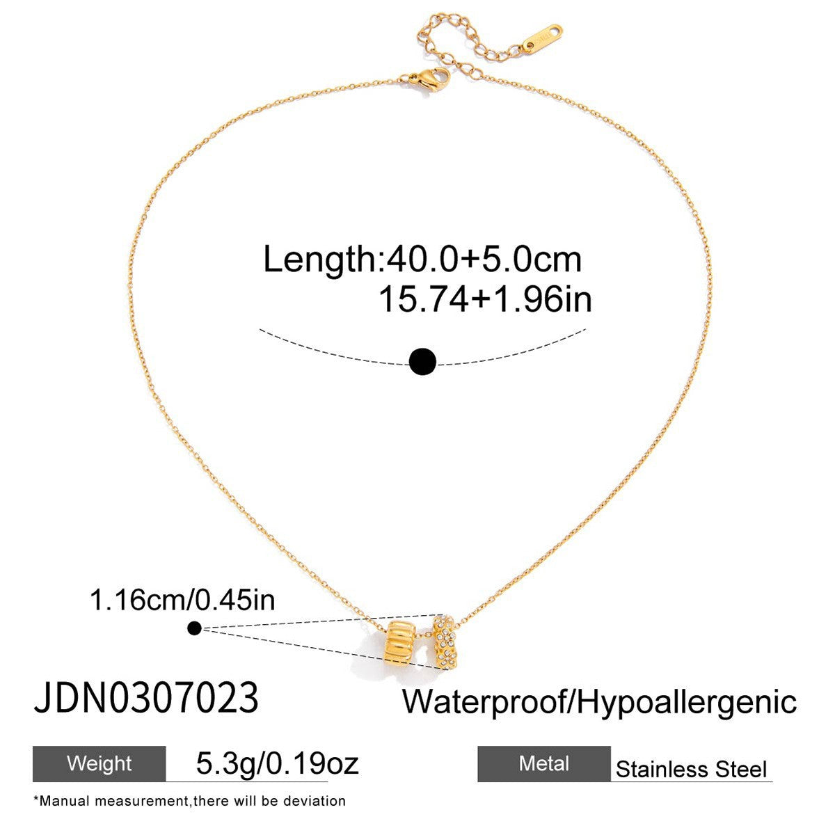 18K Gold Cylinder Charm Necklace