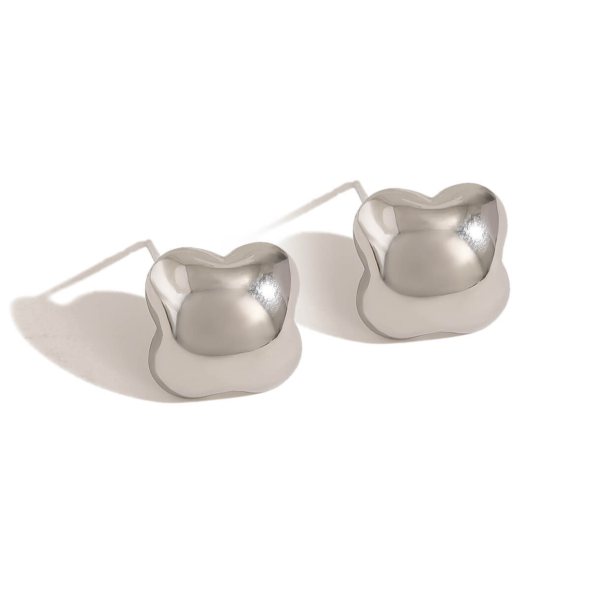 Silver Chunky Clover Studs