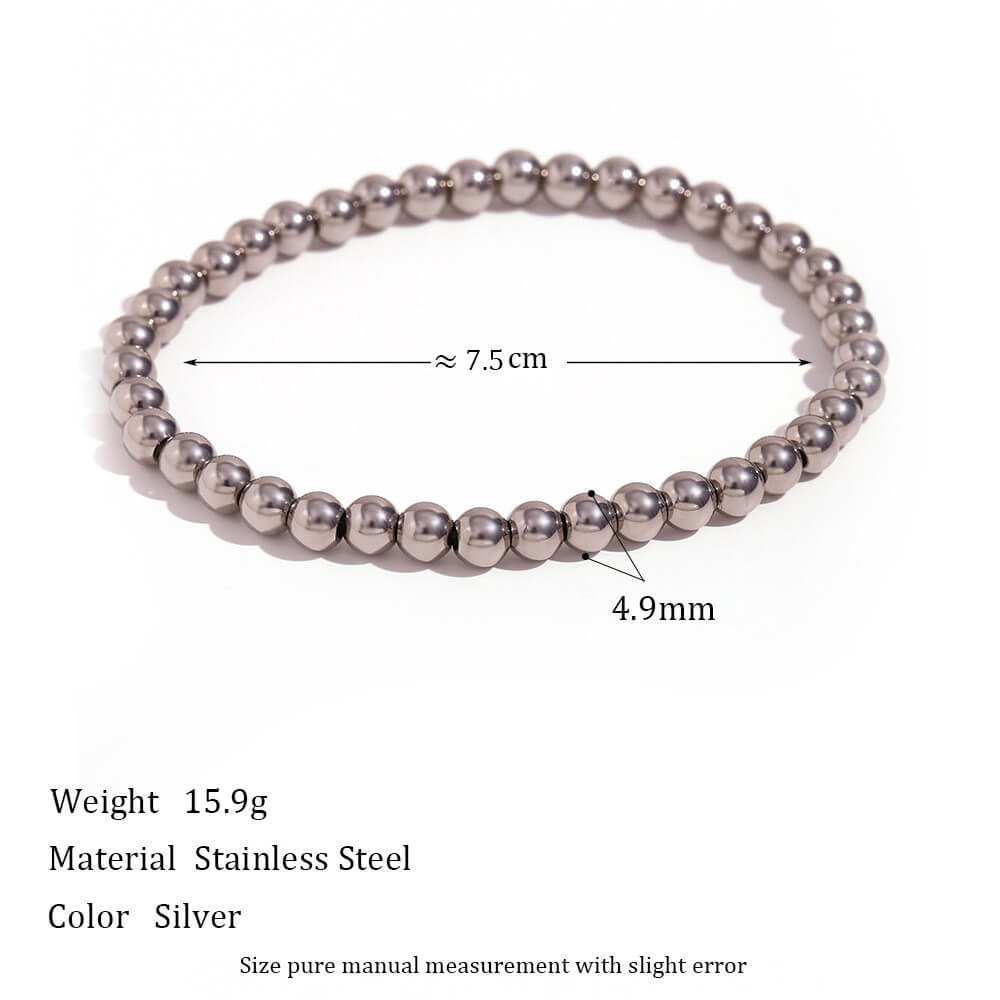 Minimalist Metallic Beaded Stretch Bracelet