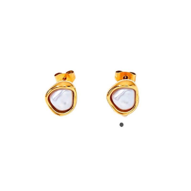 French Retro Organic Framed Baroque Pearl Drop Earrings