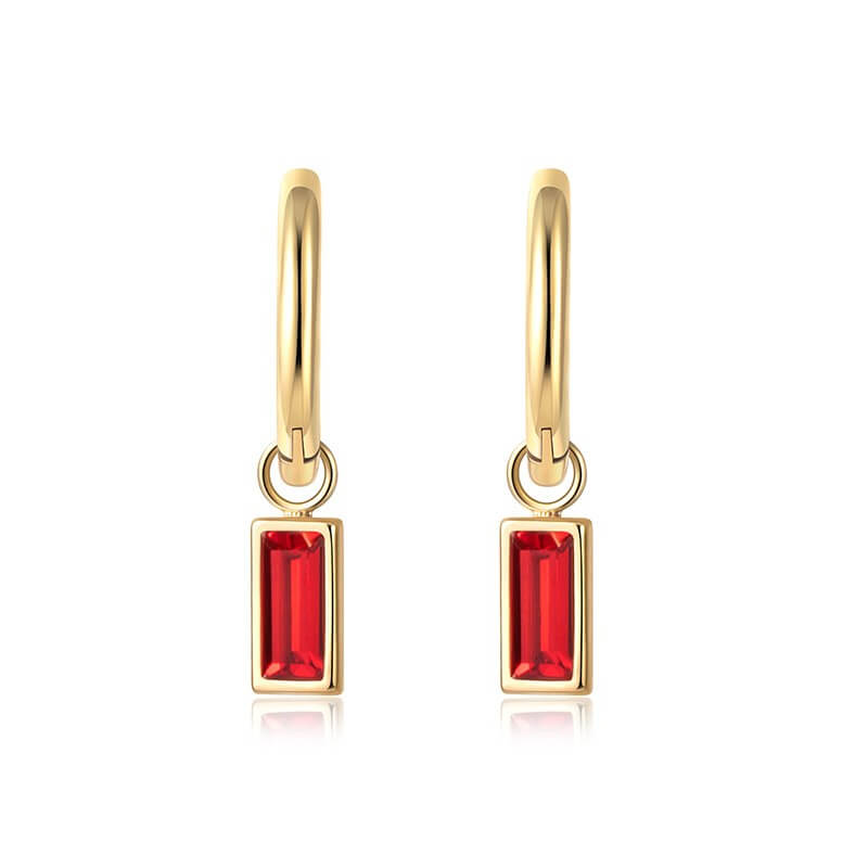 Rectangular Zircon Huggie Hoop Earrings