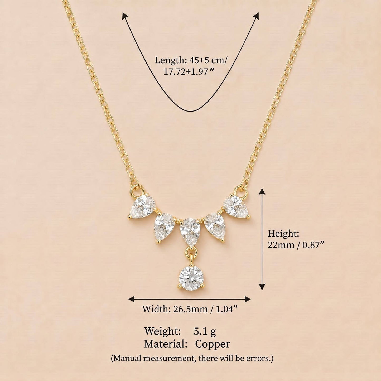 CZ Heart Pendant Chain Necklace