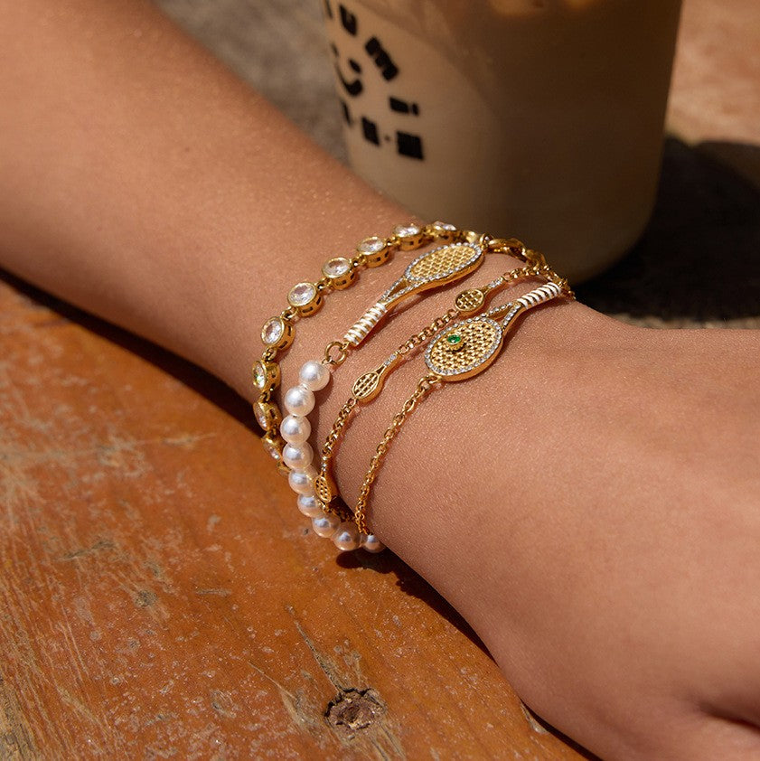 18K Gold Zircon Stainless Steel Bracelets