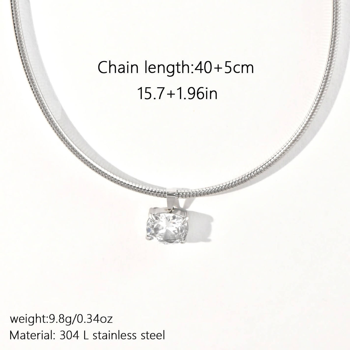 Sleek Snake Chain Cubic Zirconia Pendant Necklace