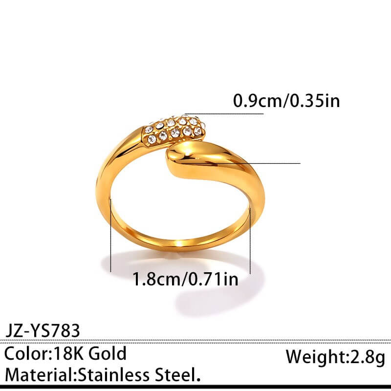 18K Gold CZ Statement Open Ring