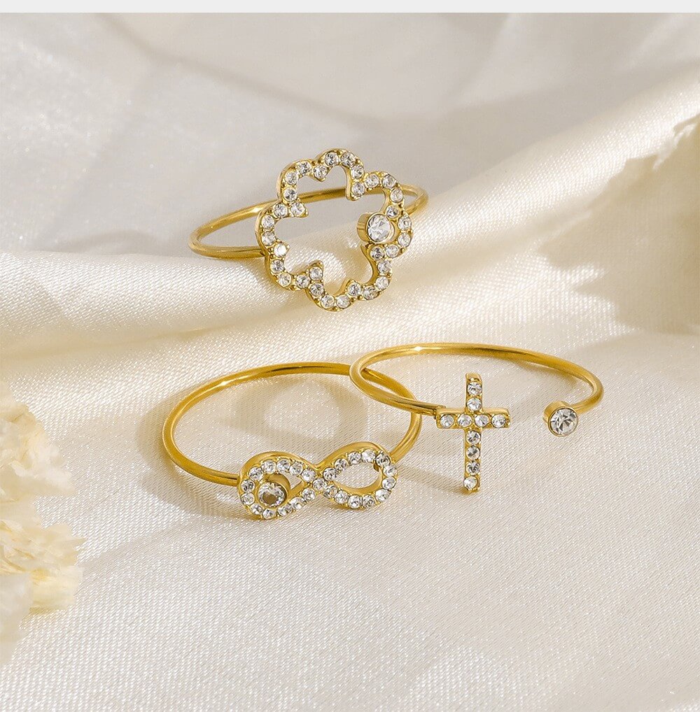 Delicate Crystal Charm Open Ring
