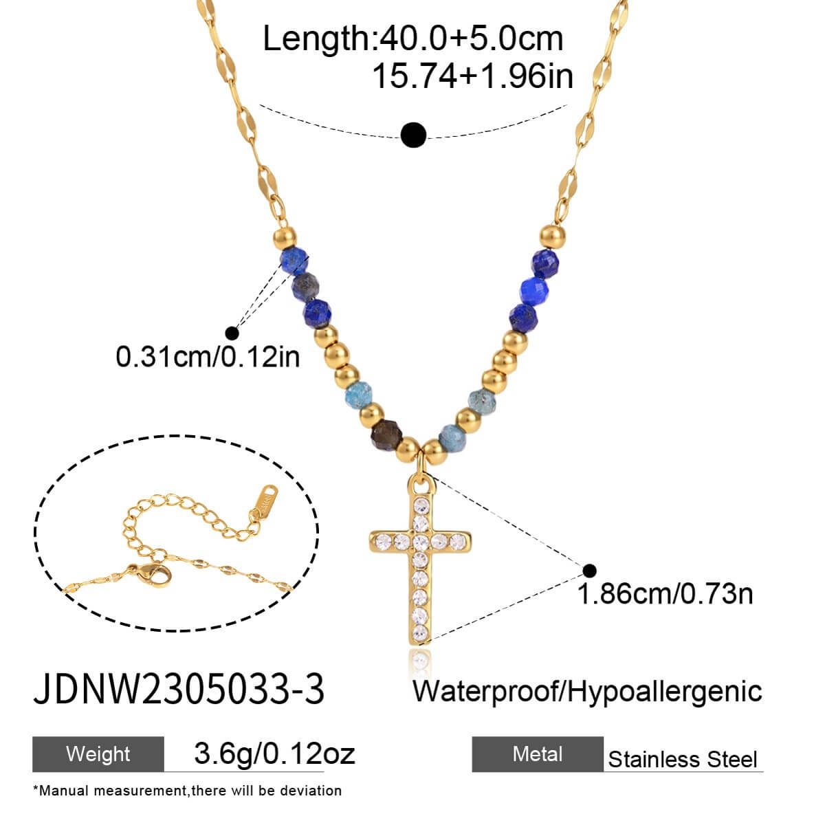 18K Gold Natural Stone Beaded Necklace