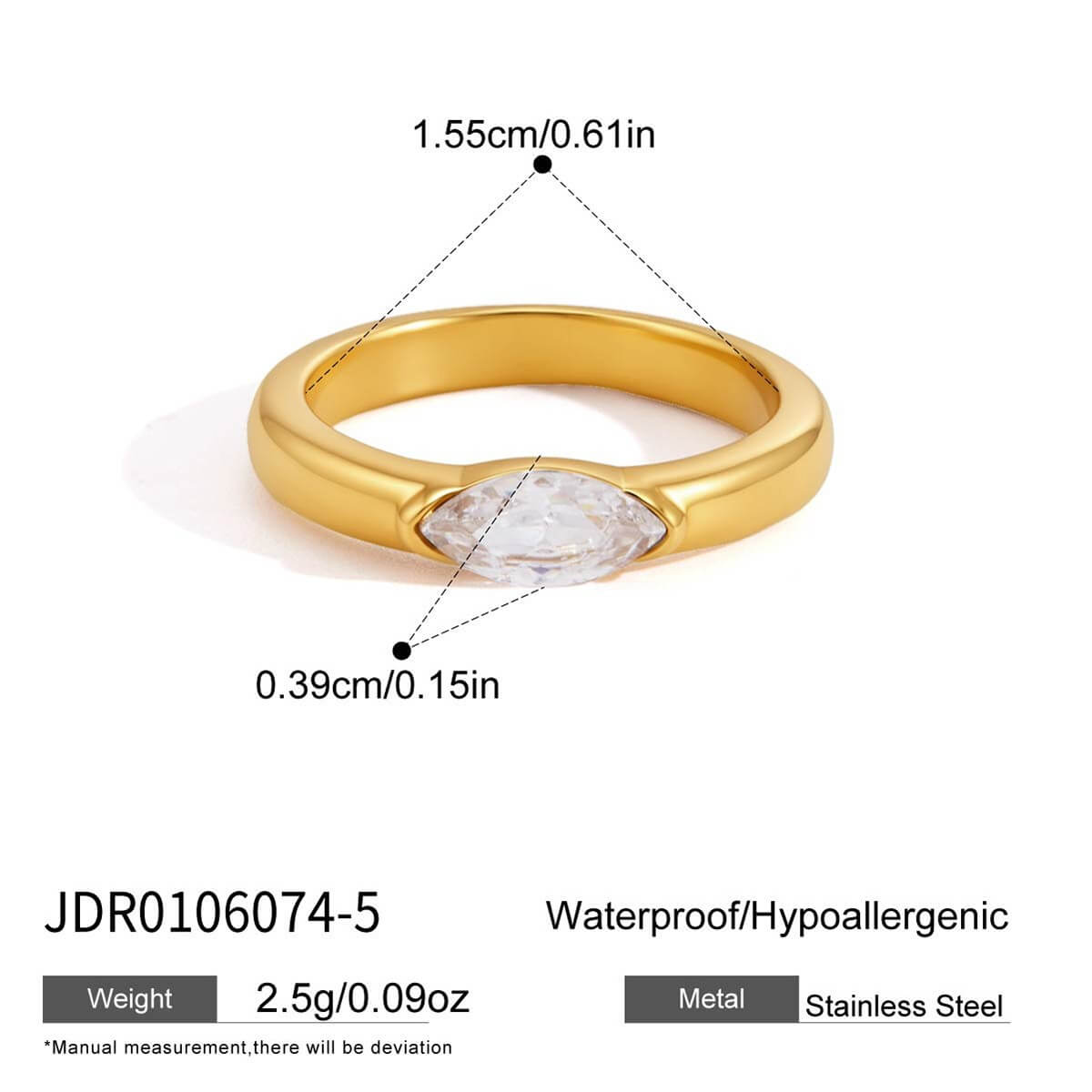 Stainless Steel Zircon Statement Rings