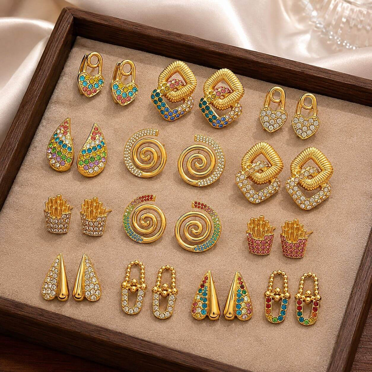 French Retro Chunky Gold Drop Earrings Collection