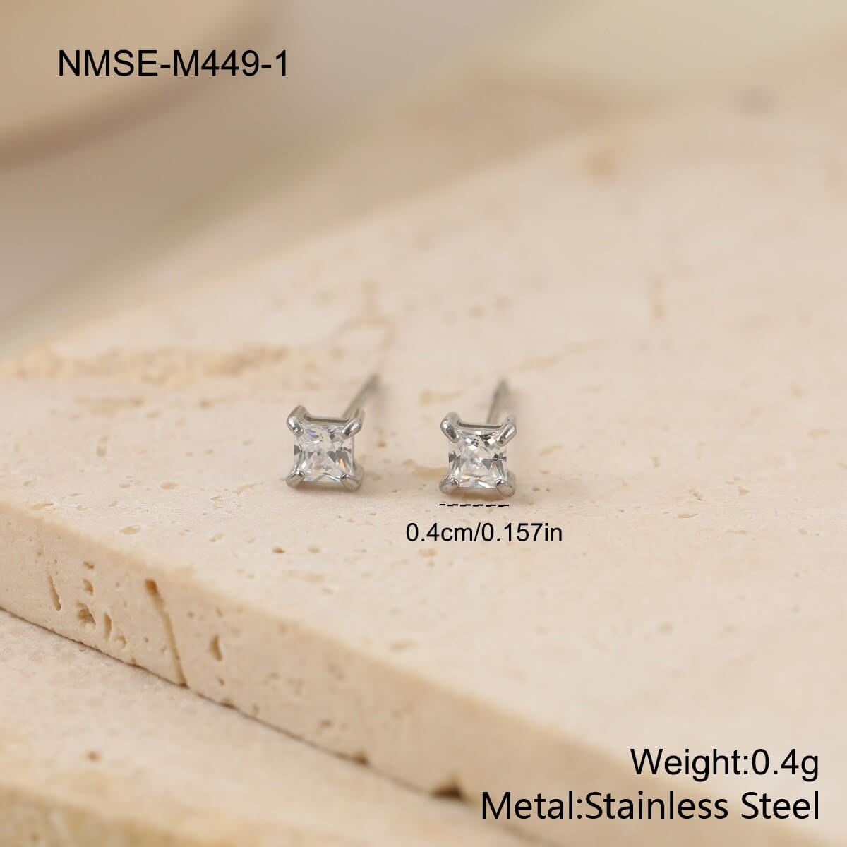 Princess Cut Zircon Stud Earrings in Gold & Silver (4mm-8mm)
