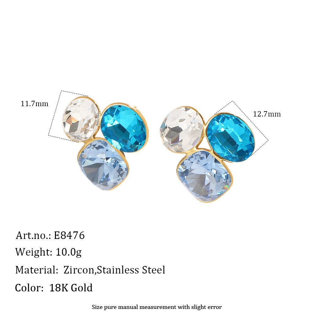 Multicolor Zircon Cluster Stud Earrings