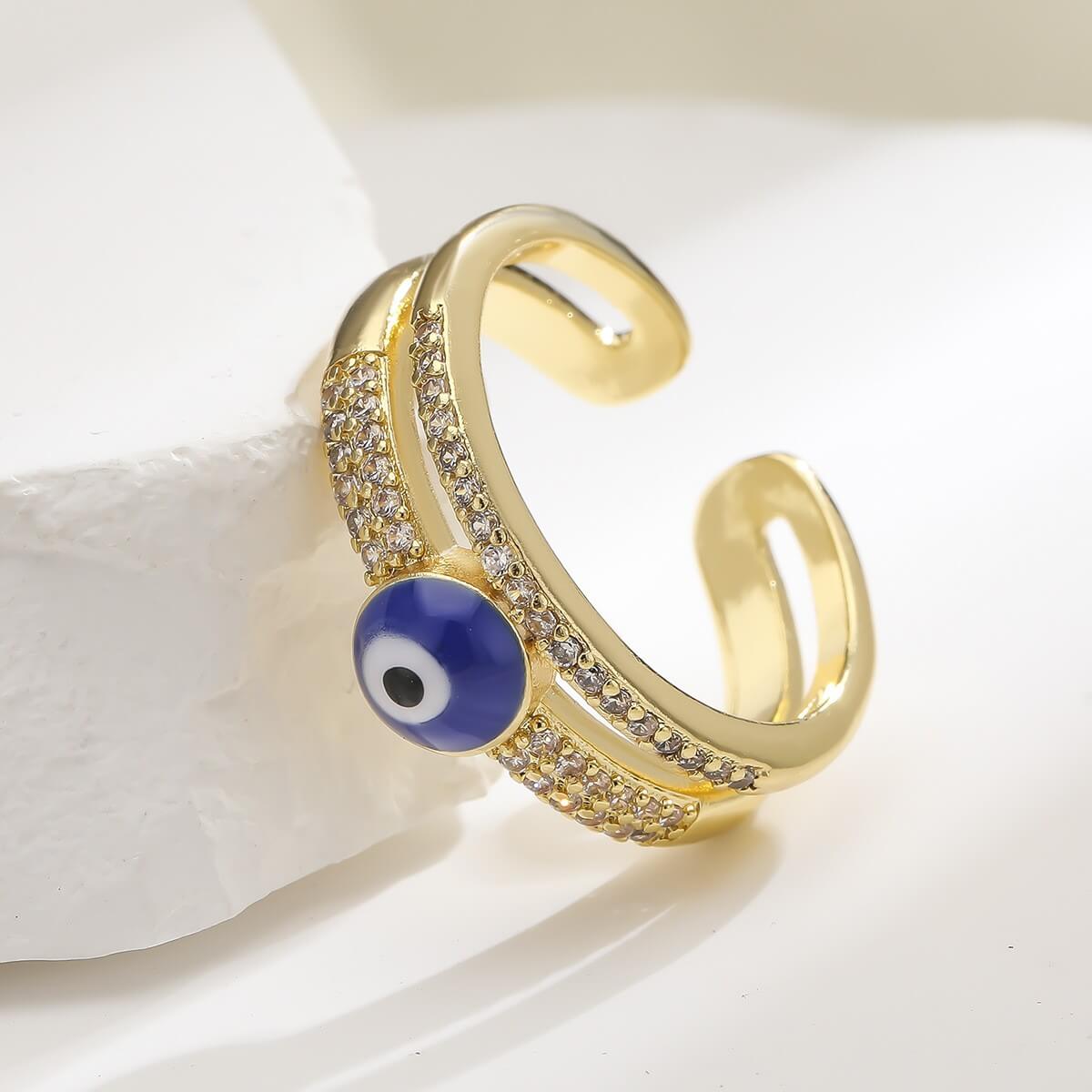 Gold Evil Eye Rings Enamel Brass Ring
