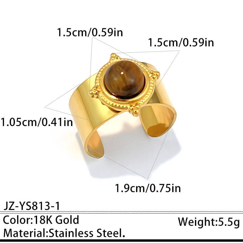 18K Gold Vintage Chunky Statement Open Ring