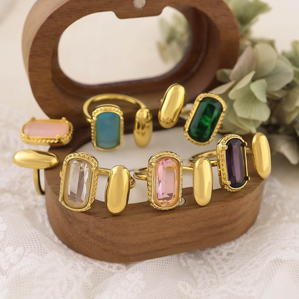 Asymmetric Oval Zircon Open Ring
