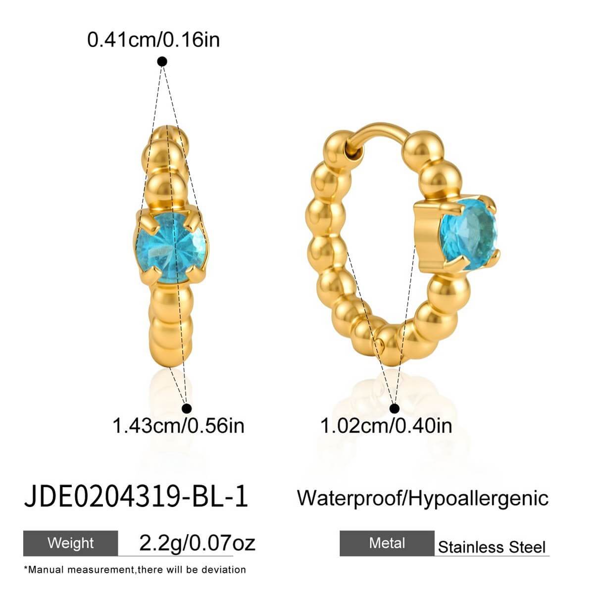 Beaded Colorful Zirconia Huggie Hoop Earrings