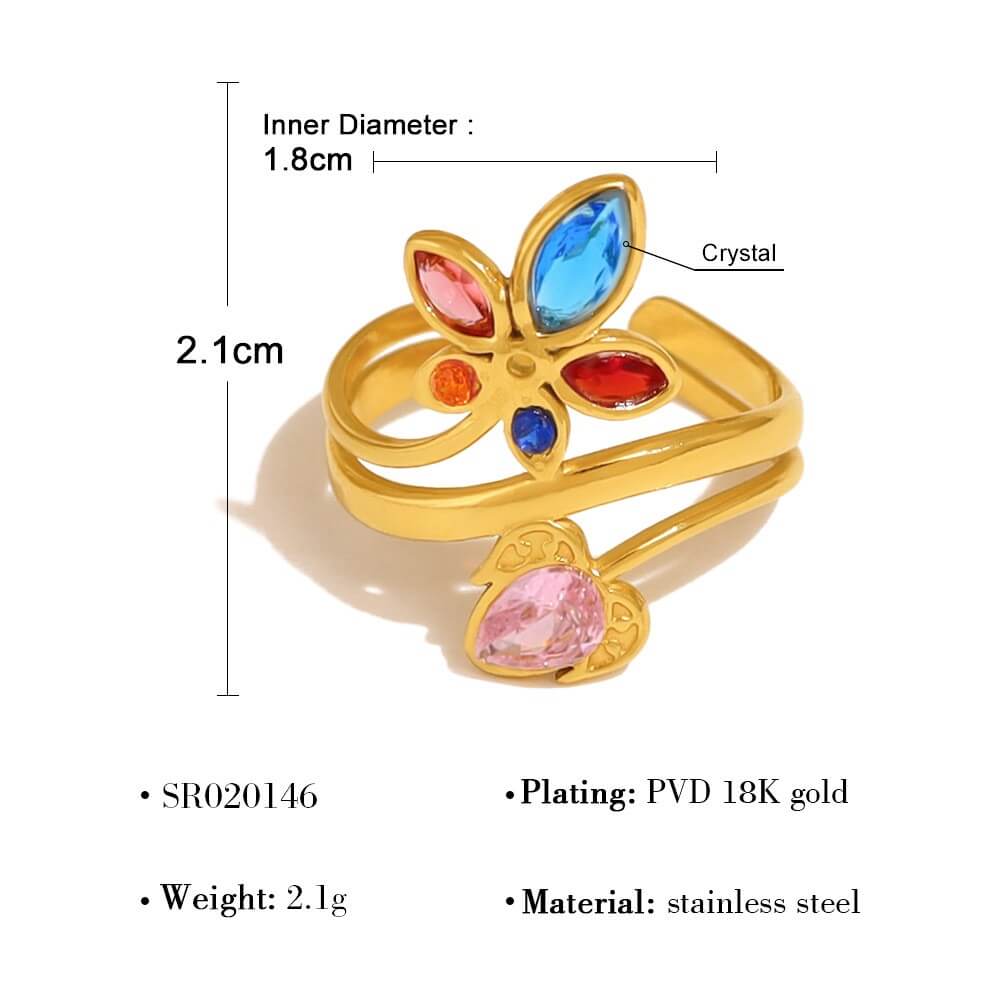 Colorful Floral Leaf Statement Ring