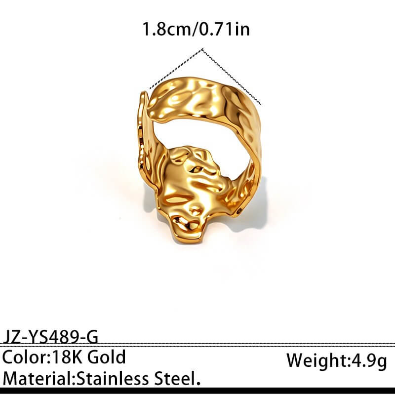 18K Gold Vintage Chunky Statement Open Ring