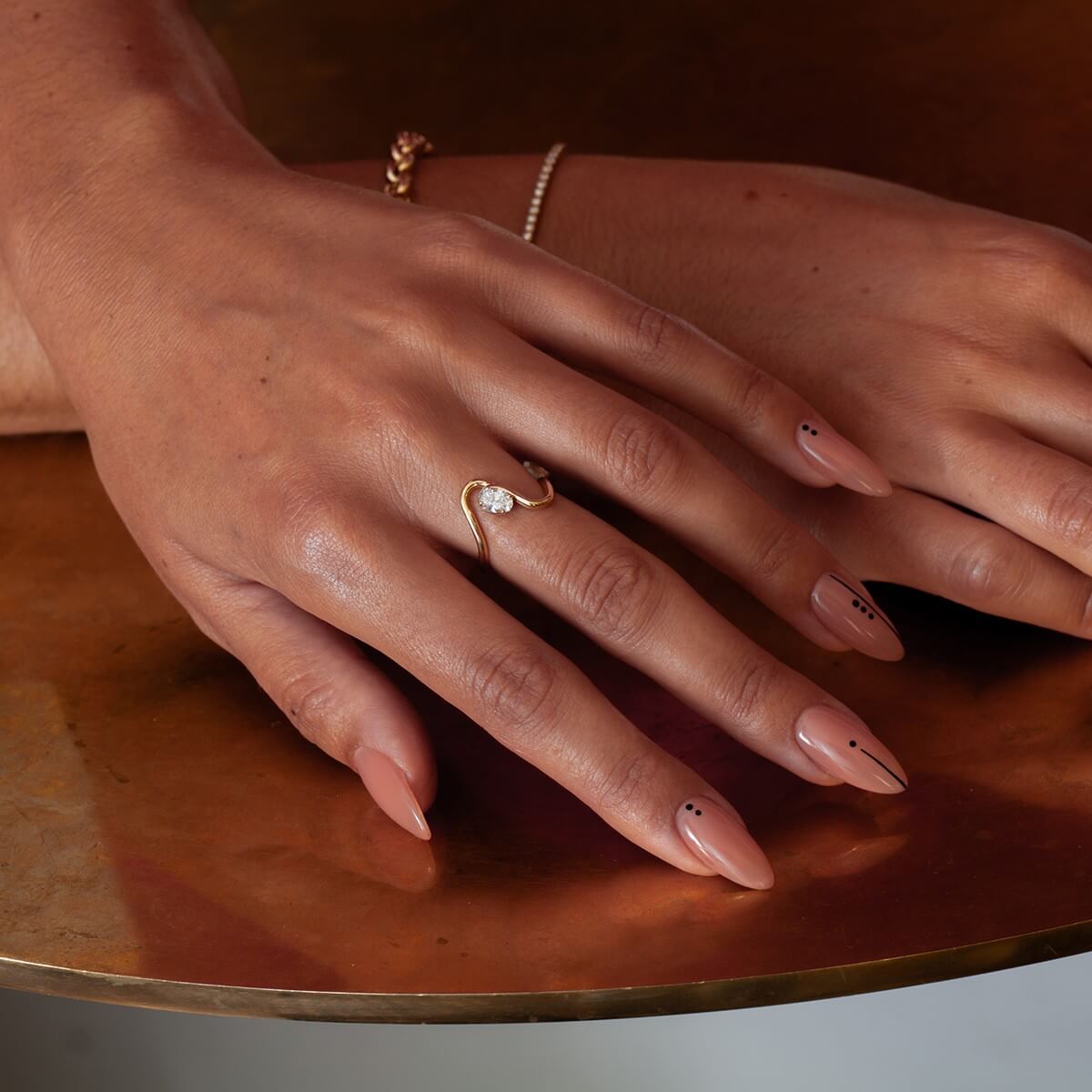 Cubic Zirconia Statement Rings - 18K Gold Plated Stainless Steel