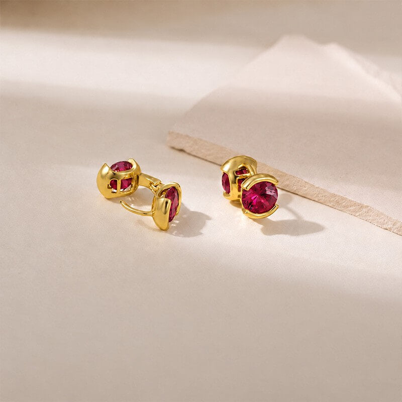 14K Gold Plated Brass Sparkling CZ Huggie Earrings