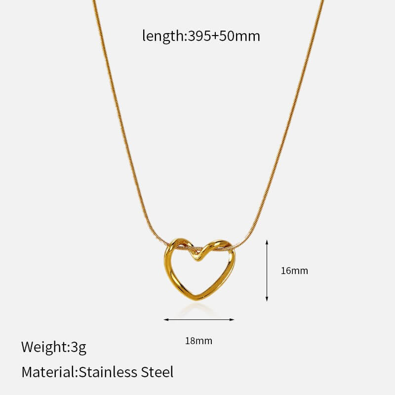 Waterproof Hollow Heart Snake Chain Necklace