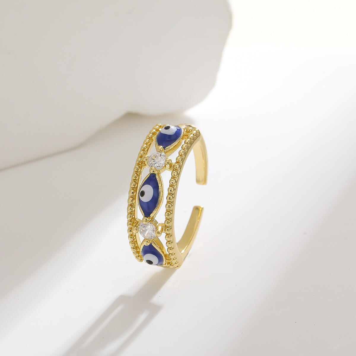 Gold Evil Eye Rings Enamel Brass Ring