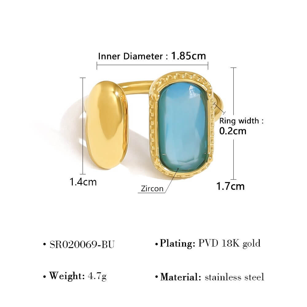 Asymmetric Oval Zircon Open Ring