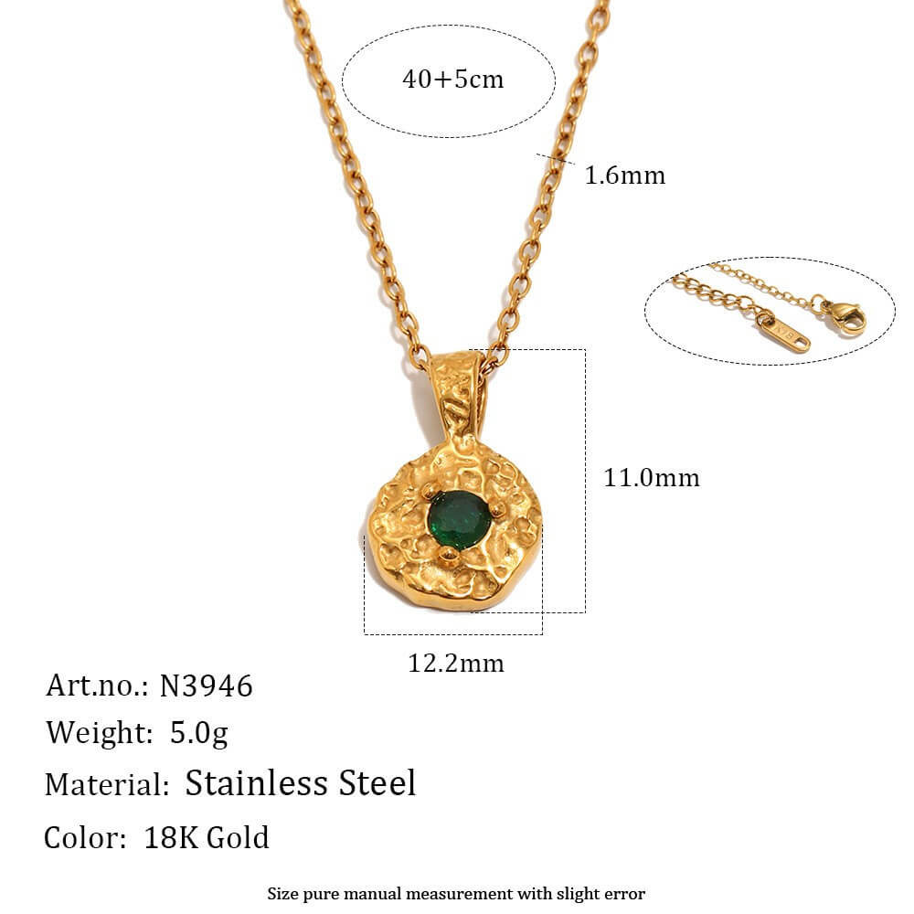 Hammered Birthstone Coin Pendant Necklace