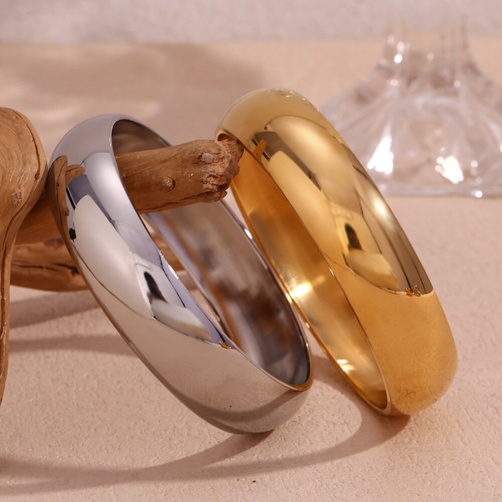 Minimalist Smooth Stainless Steel Chunky Bangle