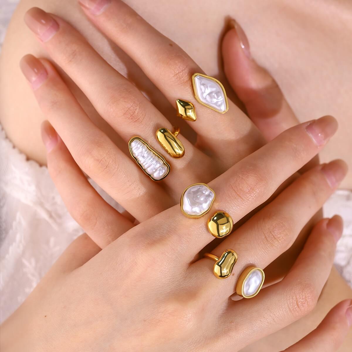 Baroque Pearl Open Rings