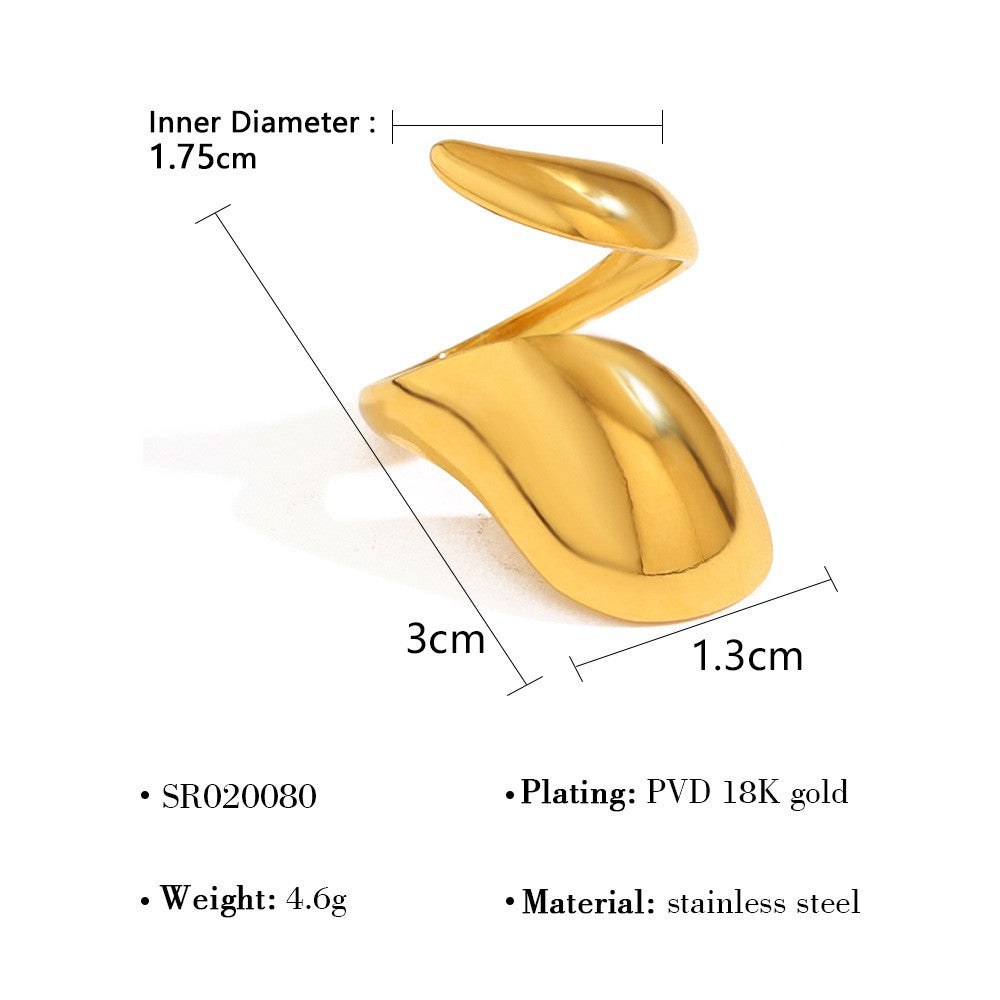 Chunky Liquid Metal Open Statement Ring