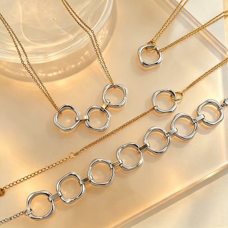 18K Gold Two-Tone Circle Link Jewelry Collection