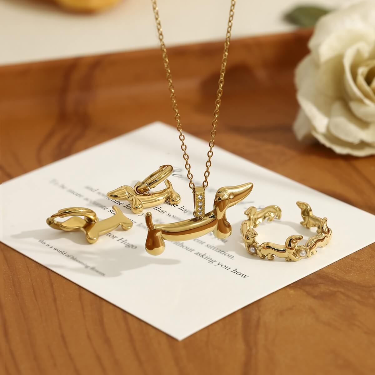 Golden Dachshund Dog Jewelry Collection