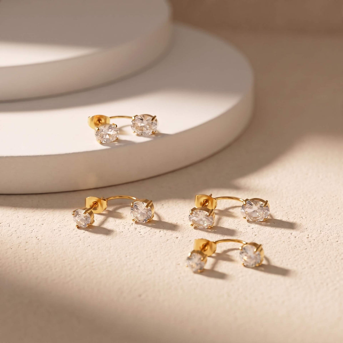 Front-Back Cubic Zirconia Huggie Stud Earrings