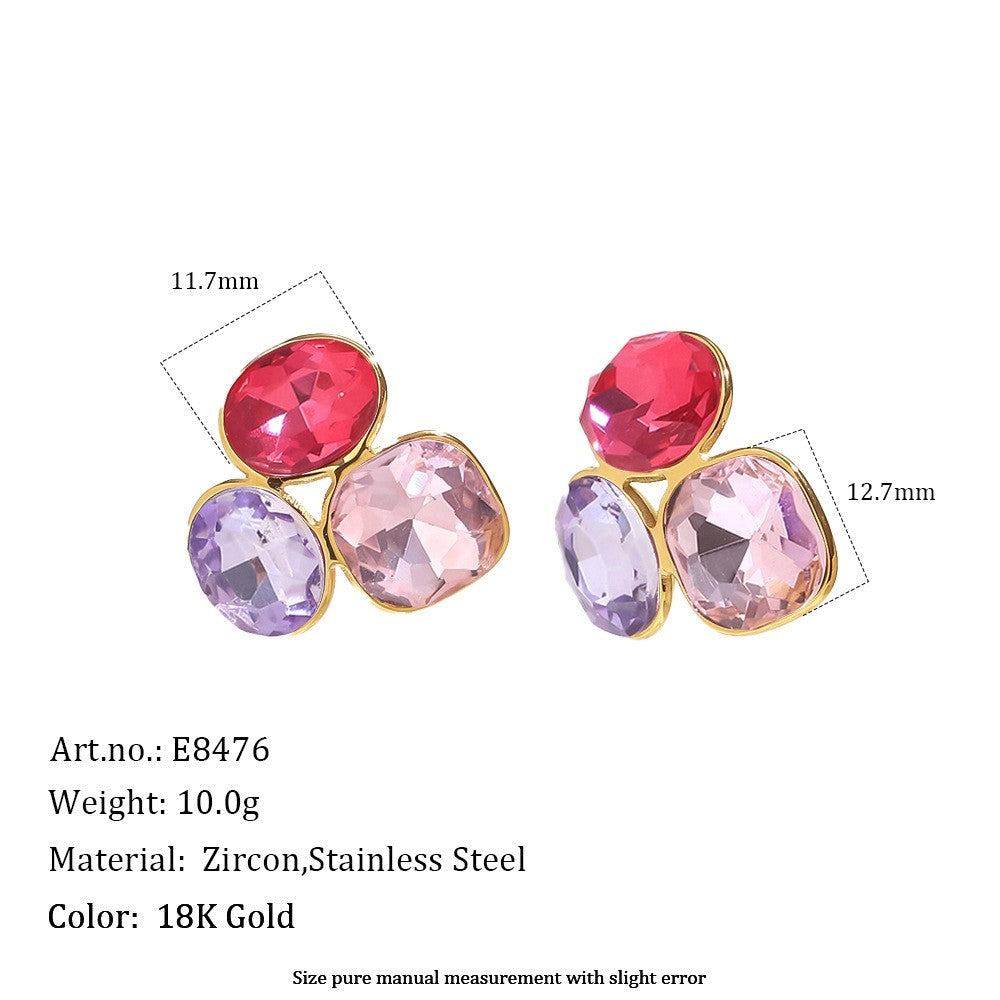 Multicolor Zircon Cluster Stud Earrings