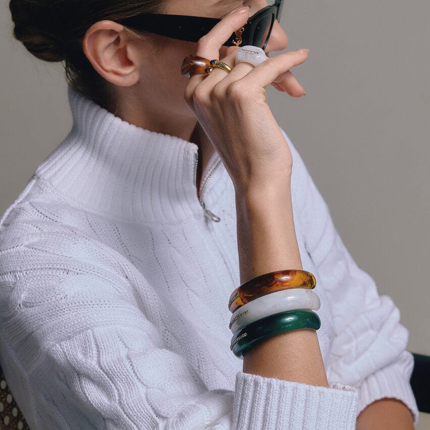 Resin Rhinestone Rings & Cuff Bracelets