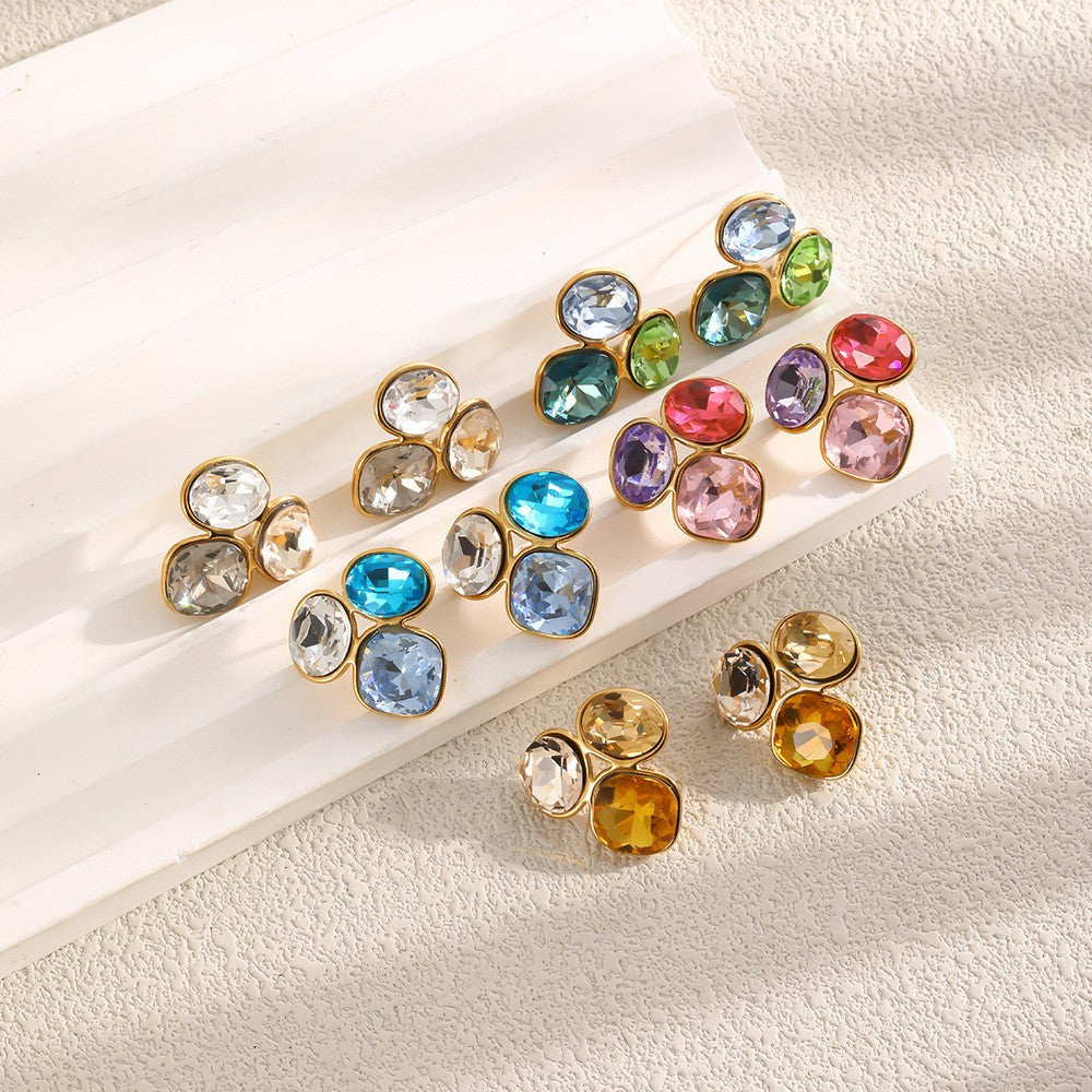 Multicolor Zircon Cluster Stud Earrings