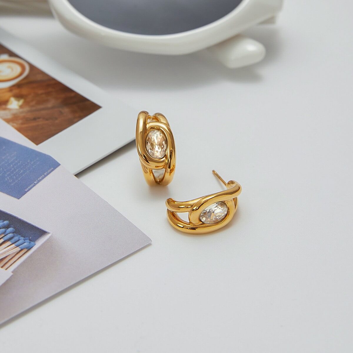 Modern Gold Zircon Huggie & Ear Cuff Collection