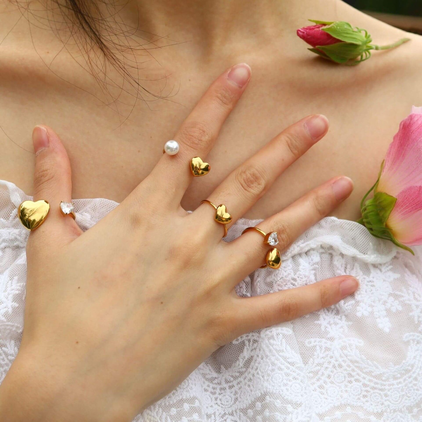 Romantic Puffed Heart Open Ring