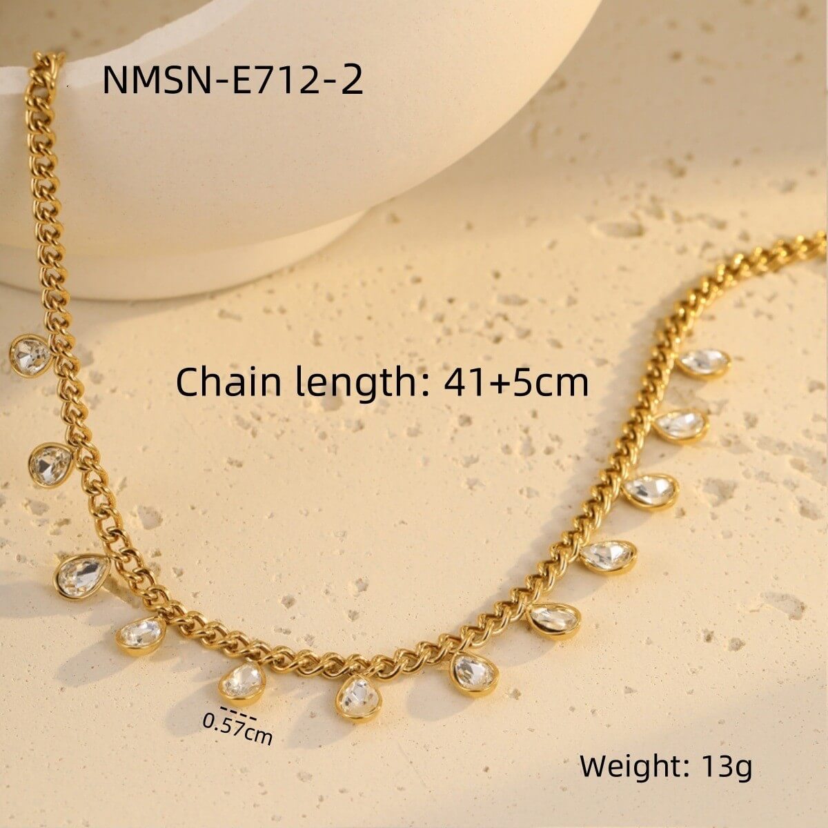 18K Gold Plated Zircon Heart Charm Choker Necklace