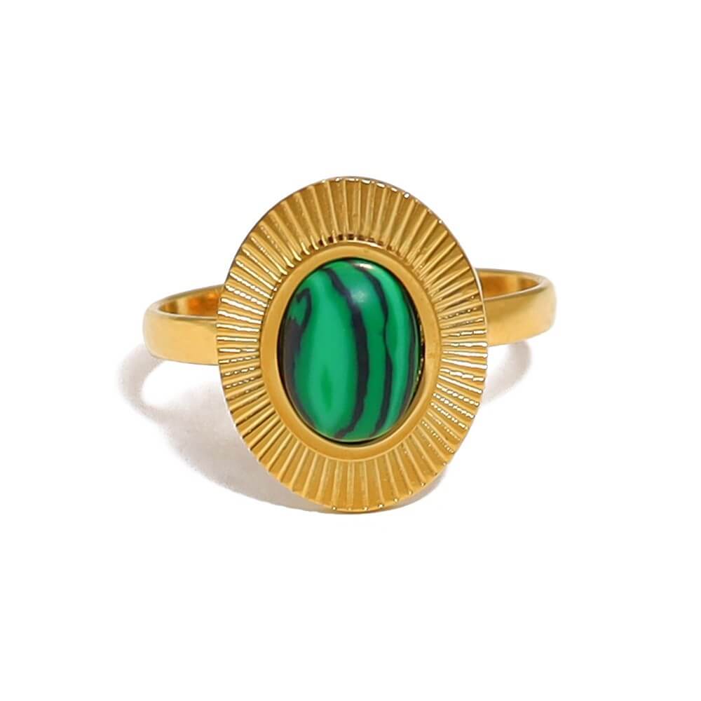 Vintage Sunburst Natural Gemstone Open Ring