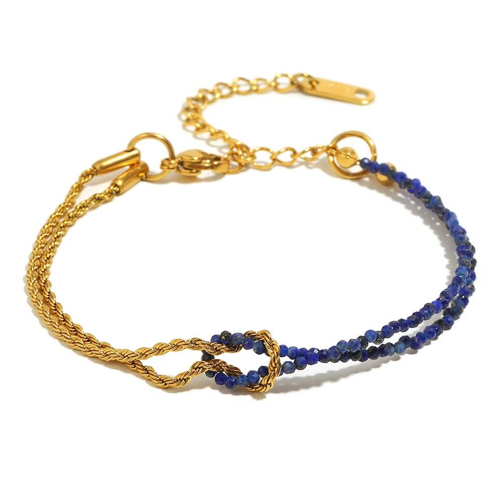 Boho Natural Gemstone Beaded Rope Chain Bracelet