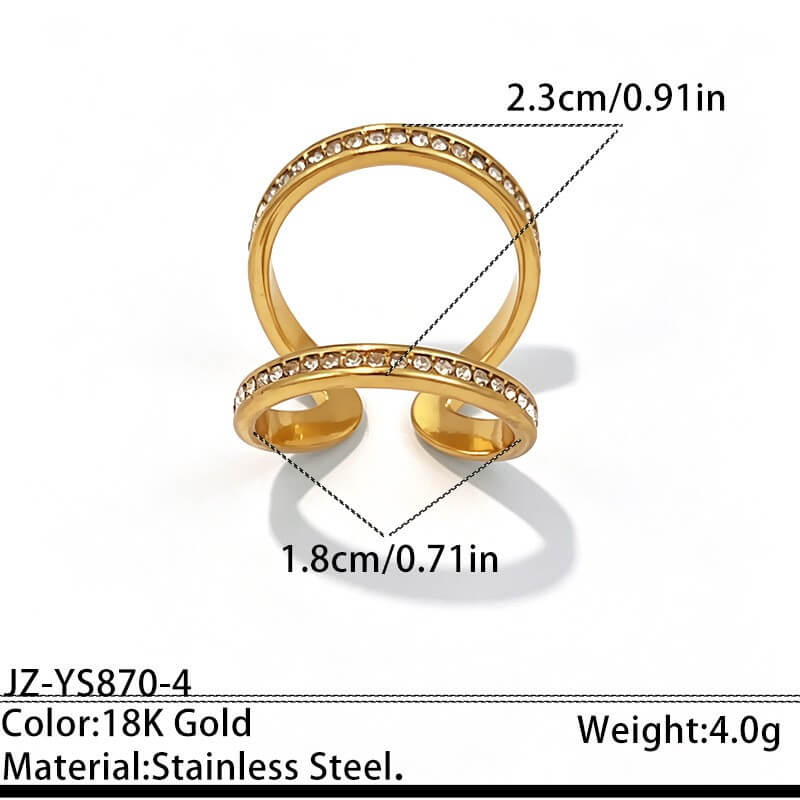 18K Gold CZ Pave Geometric Open Ring