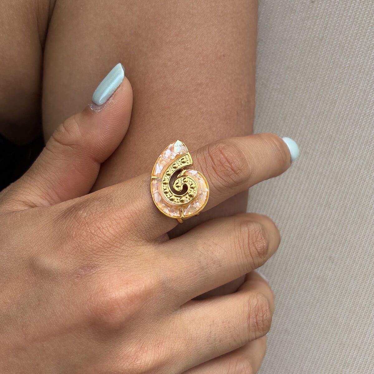 Ocean World Drip Glaze Gold Open Ring