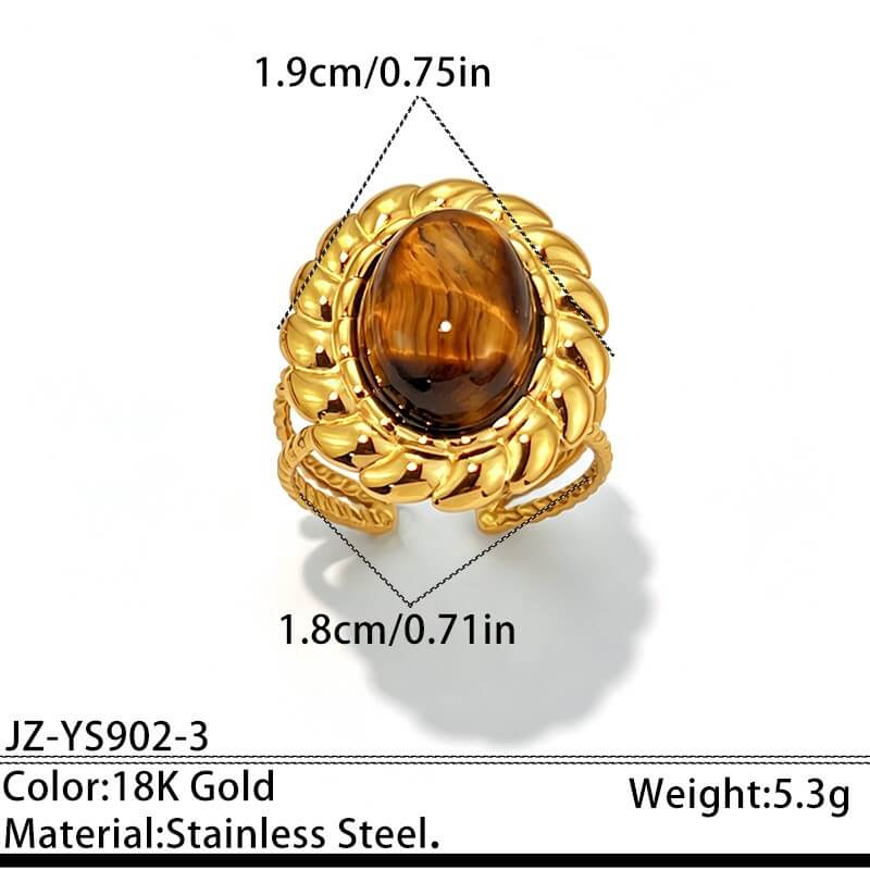 18K Gold Vintage Tiger’s Eye Statement Ring